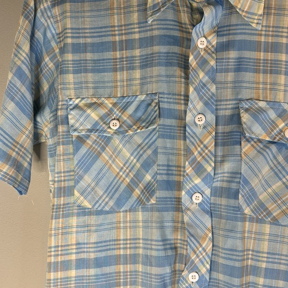 Vintage blue and tan button down - Picture 3 of 11
